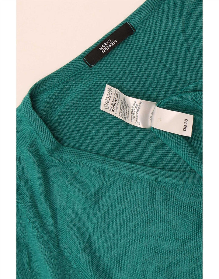 Marks & Spencer Damen-Pullover mit V-Ausschnitt, UK 12, Mittelgrün, Acryl
