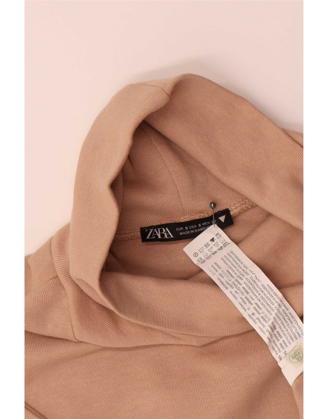 Zara Damen Etuikleid UK 10 Small Beige Baumwolle