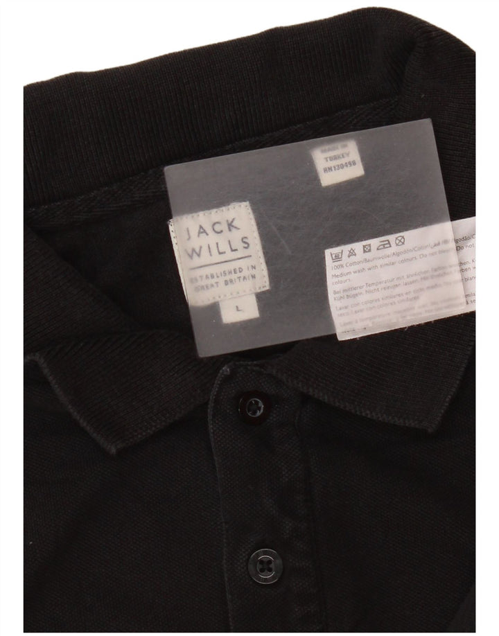 Jack Wills Herren-Poloshirt, groß, aus schwarzer Baumwolle