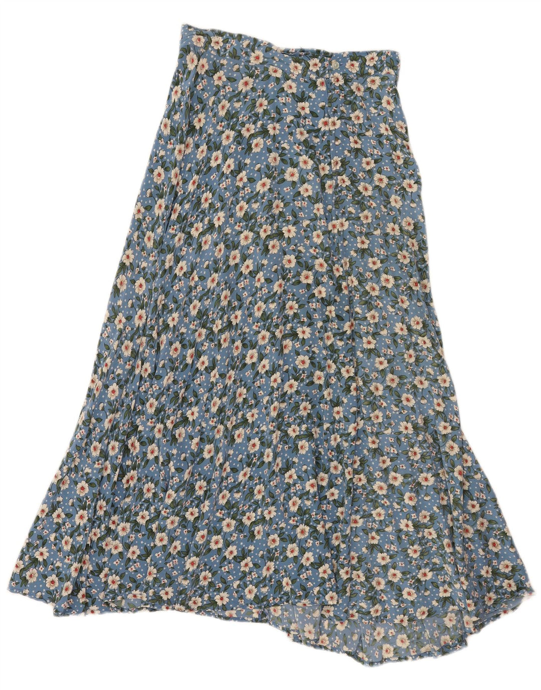 Vintage Damen ausgestellter Rock W26 Kleines blaues Blumenmuster