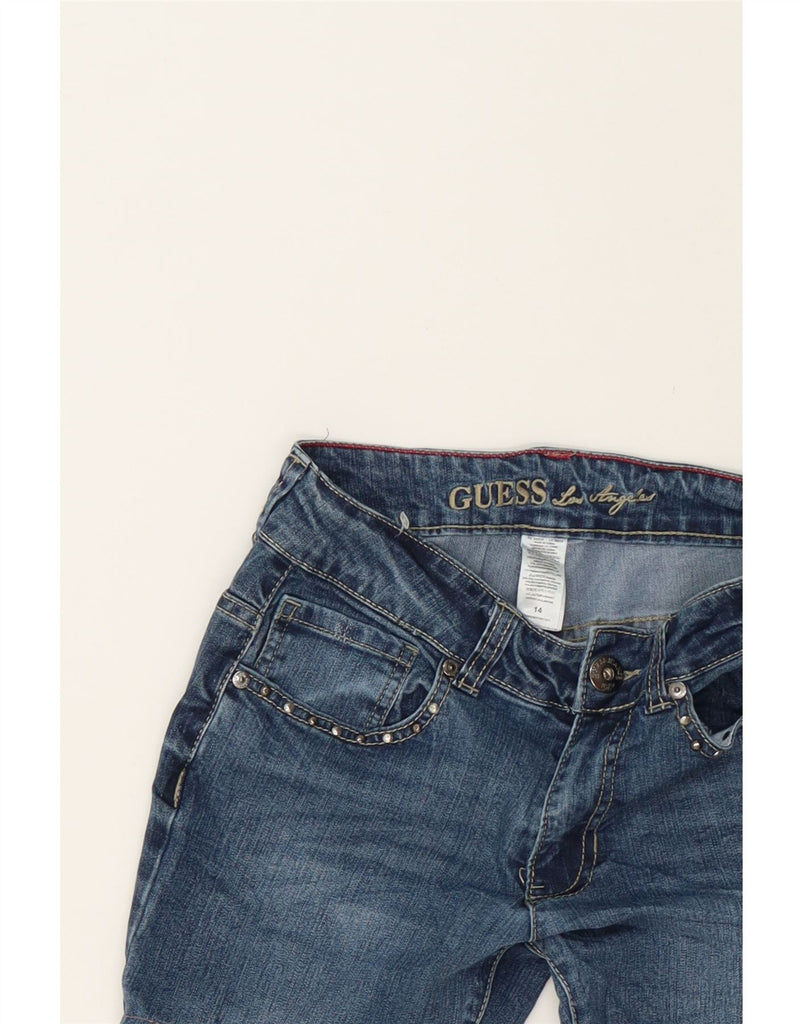 GUESS Womens High Waist Denim Shorts US 14 XL W30  Blue Floral Cotton Vintage Guess and Second-Hand Guess from Messina Hembry 