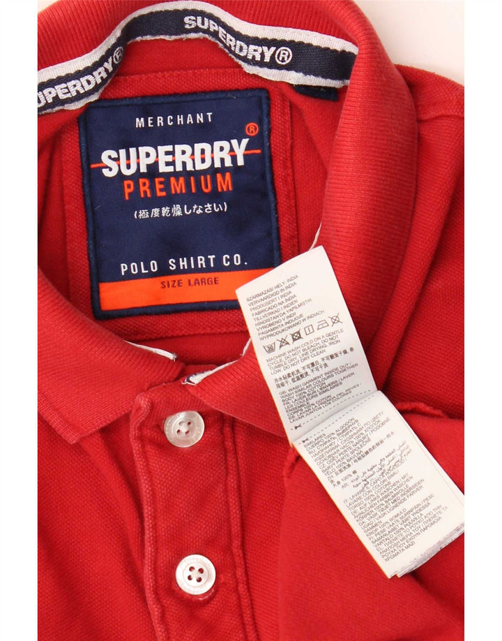 Superdry Herren-Poloshirt mit Grafik, Größe L, aus roter Baumwolle