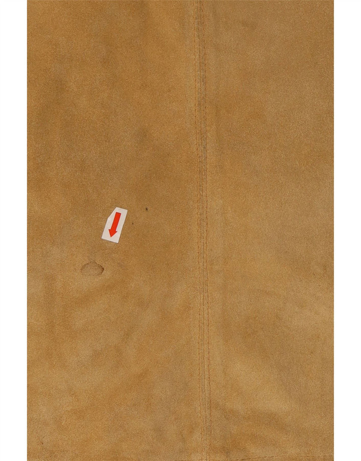 VINTAGE Damen Wildleder Minirock Medium W28 Beige Leder