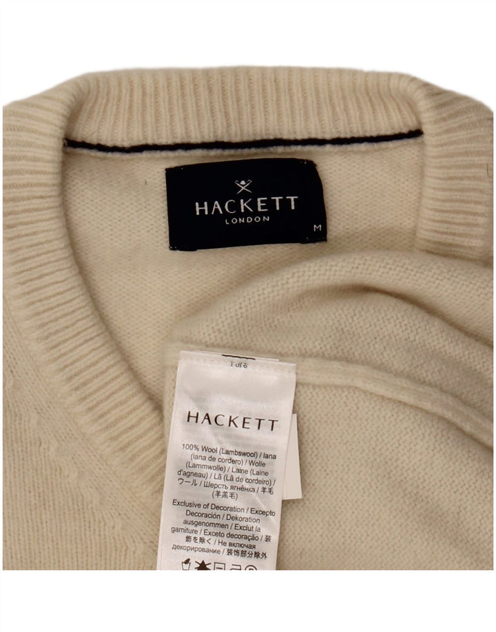 Hackett Herren-Pullover mit V-Ausschnitt, mittelbeige Wolle