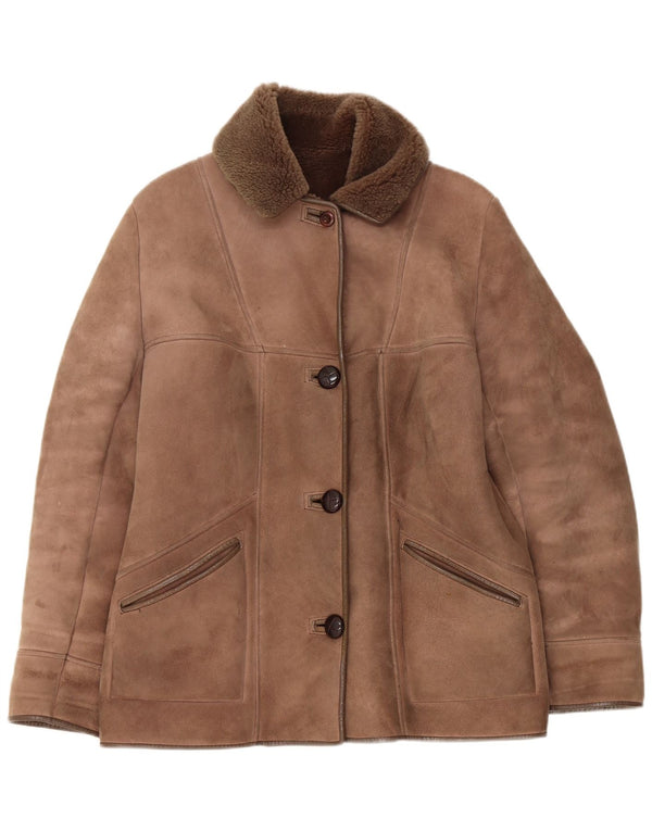 Nurseys Damen Shearling Jacke UK 16 Large Braunes Schaffell