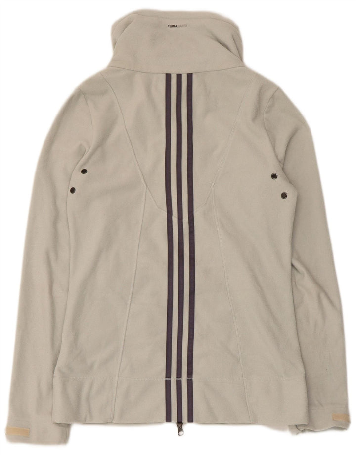 Adidas Damen Fleecejacke UK 12 Mittelgrau gestreift Polyester