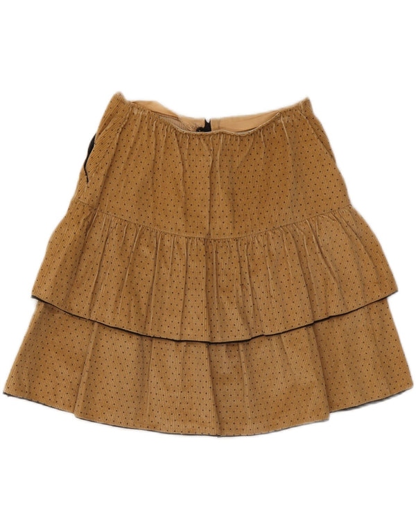 VINTAGE Damen Cord-Stufenrock W25 XS Braun gefleckt