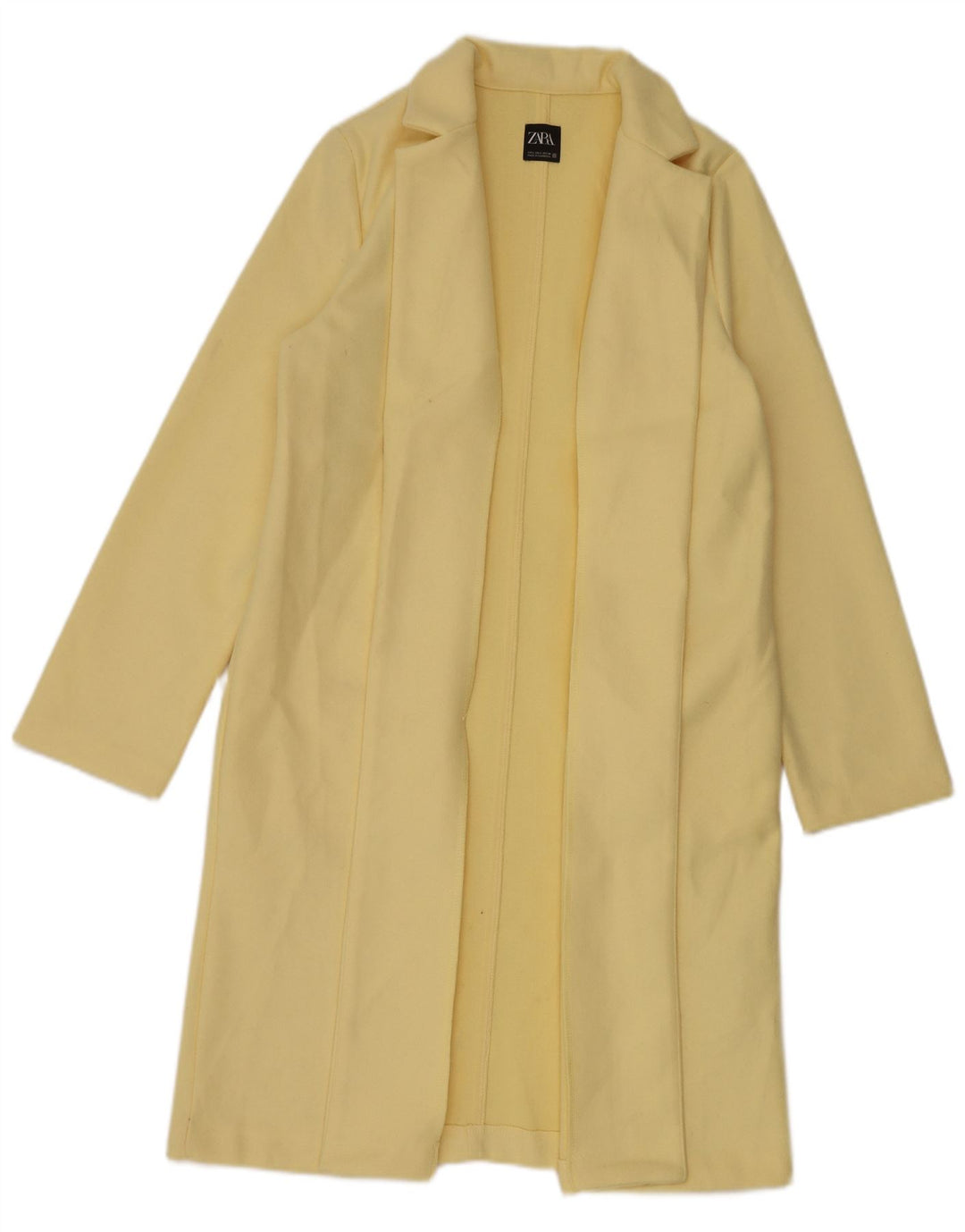 Zara Womens Open Overcoat UK 16 Large Gelb Polyester