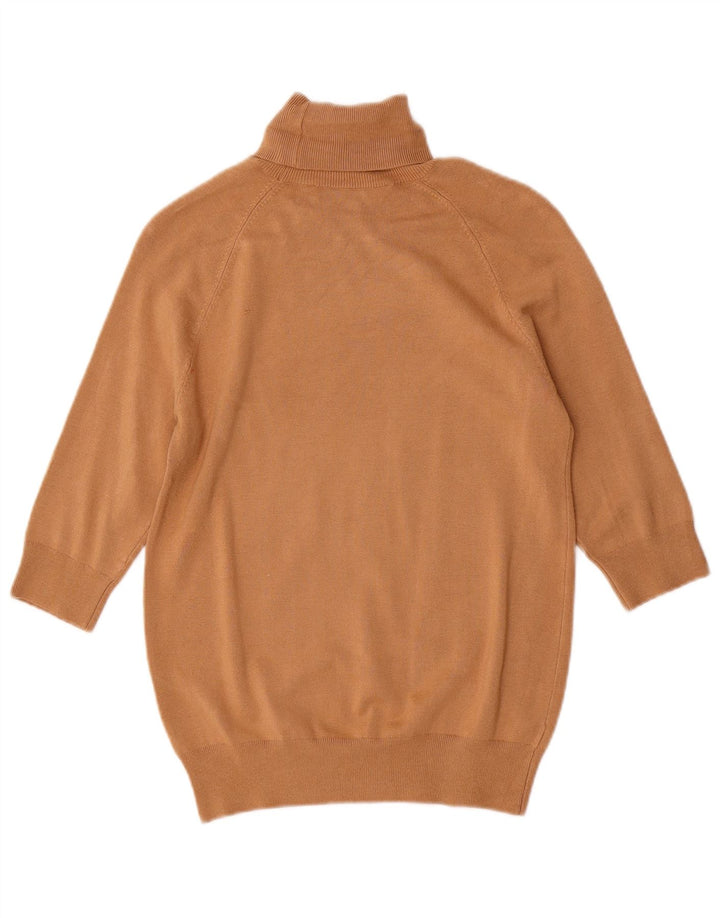 ZARA Damen Longline Rollkragenpullover Pullover UK 12 Mittelbraune Viskose