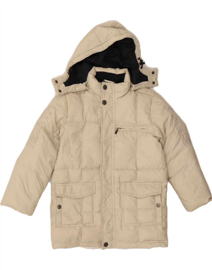 NORTH SAILS Boys Graphic Hooded Padded Coat 5-6 Years Beige Polyamide Vintage North Sails and Second-Hand North Sails from Messina Hembry 