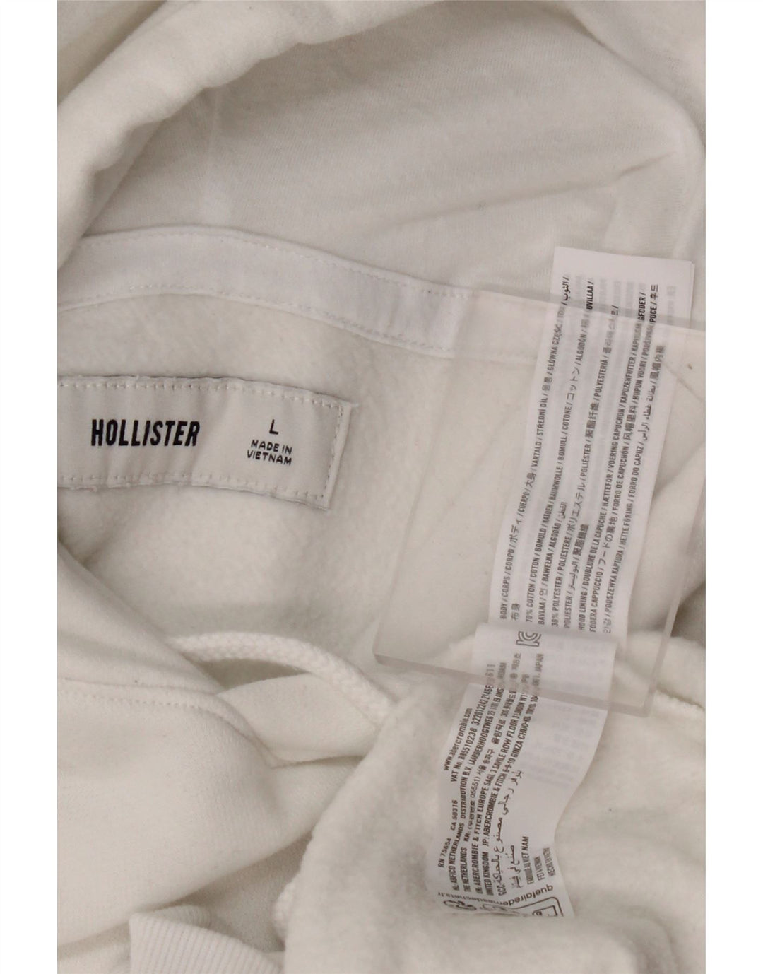 HOLLISTER Herren-Kapuzenpullover, groß, aus weißer Baumwolle