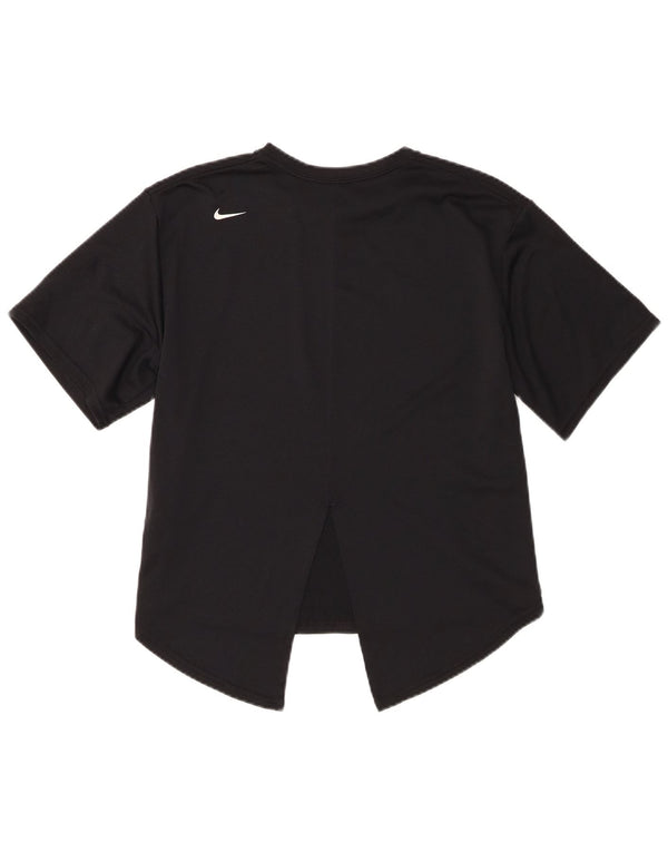 Nike Damen Dri Fit Übergroßes Grafik-T-Shirt-Oberteil UK 10 Small Schwarz