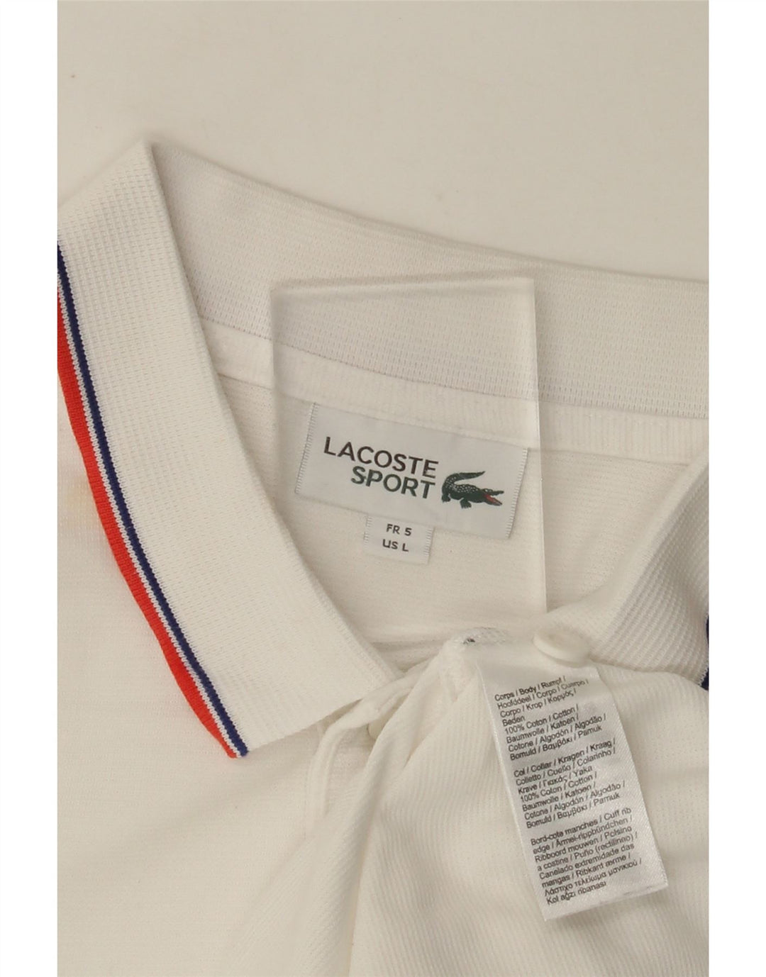 LACOSTE Herren-Poloshirt, Größe 5, groß, weiße Baumwolle