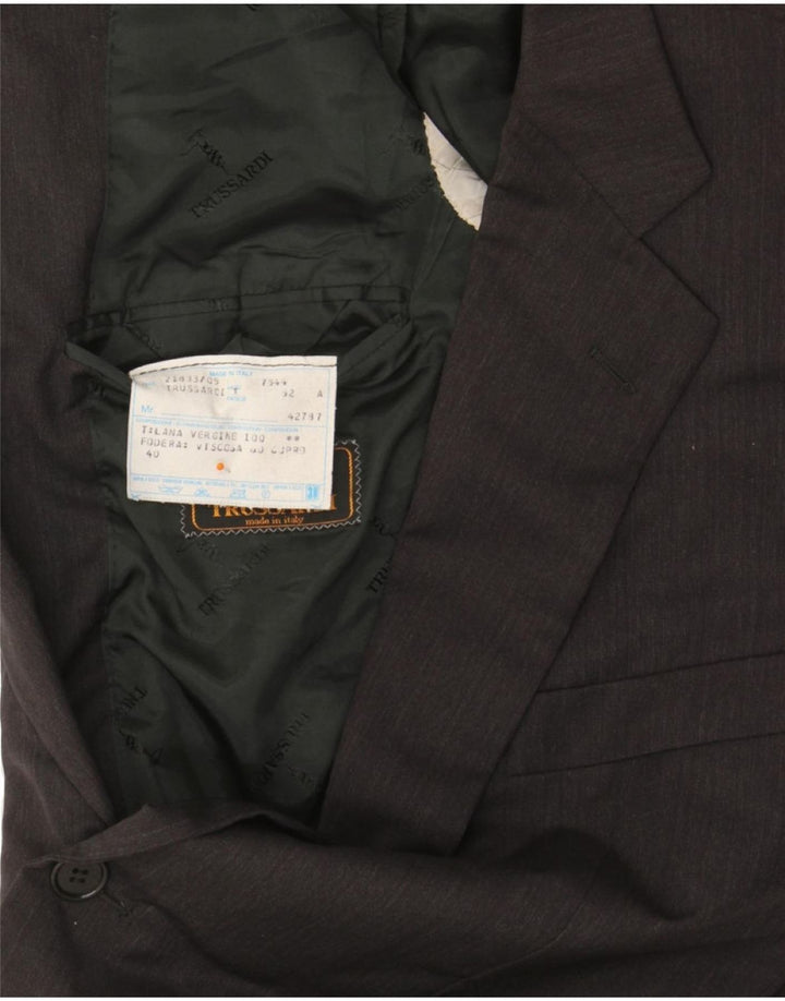 TRUSSARDI Mens 2 Button Blazer Jacket IT 52 XL Grey Virgin Wool Vintage Trussardi and Second-Hand Trussardi from Messina Hembry 