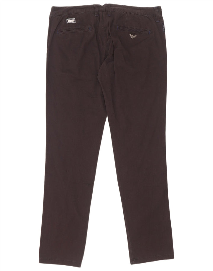 Armani Herren Extra Sim Fit Chinohose W36 L35 Schwarze Baumwolle