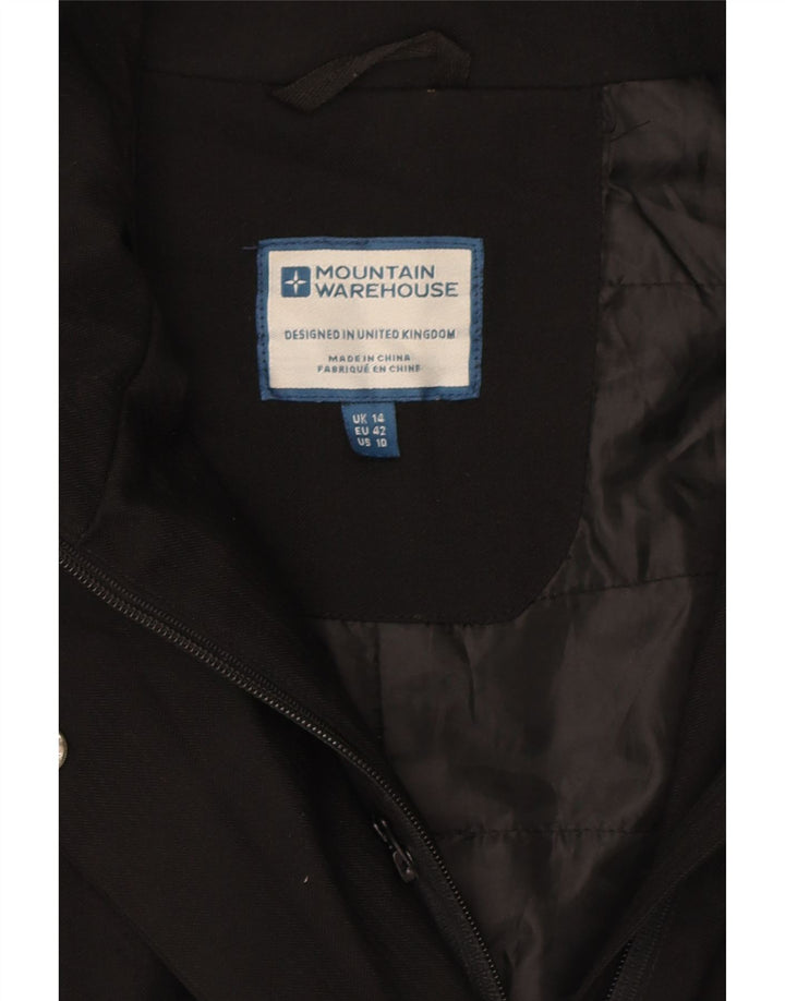 MOUNTAIN WAREHOUSE Womens Hooded Windbreaker Coat UK 14 Large Black Vintage Mountain Warehouse and Second-Hand Mountain Warehouse from Messina Hembry 