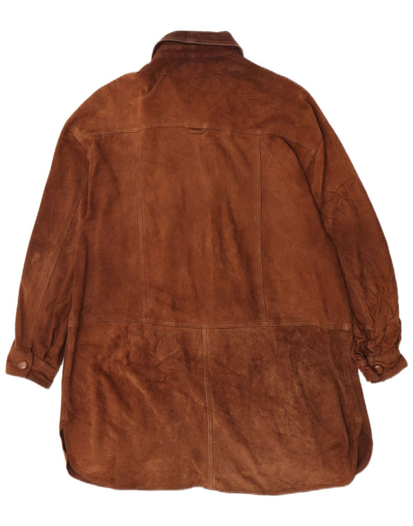Vittorio Forti Damen Longline Overshirt Wildlederhemd IT 46 Large Braun