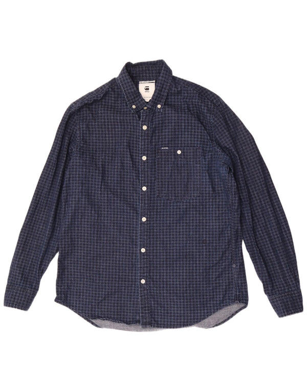 G-Star Herren Slim Fit Hemd XL Marineblau Gingham Baumwolle