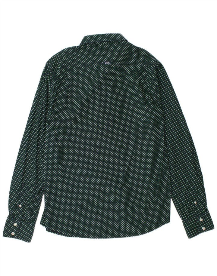 SUPERDRY Herren Grafikhemd 2XL Marineblau gepunktet