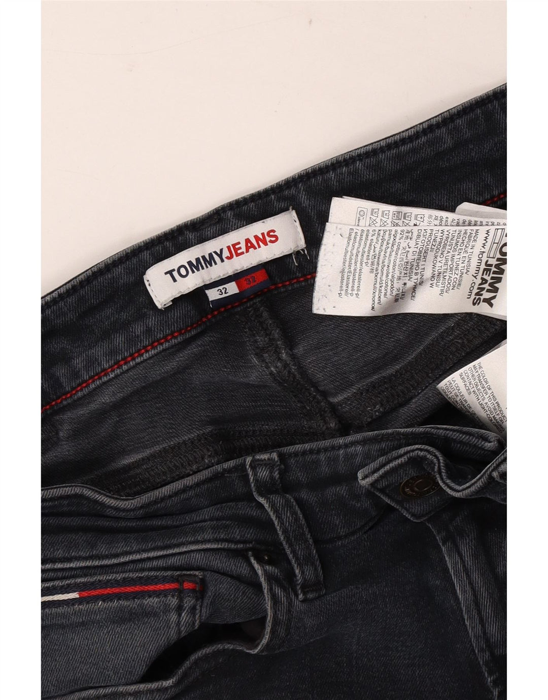 Tommy Hilfiger Herren Slim Jeans W32 L32 Graue Baumwolle