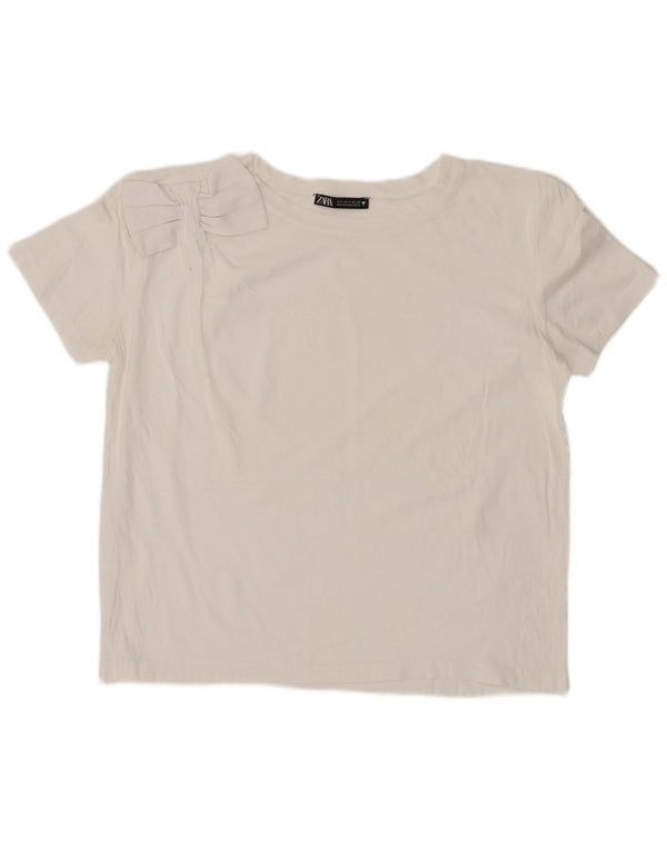 Zara Damen Crop T-Shirt Top UK 10 Small Weiß