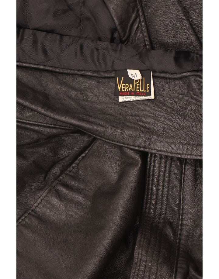 Vintage Damen Übergroße Lederjacke UK 14 Mittelschwarzes Leder