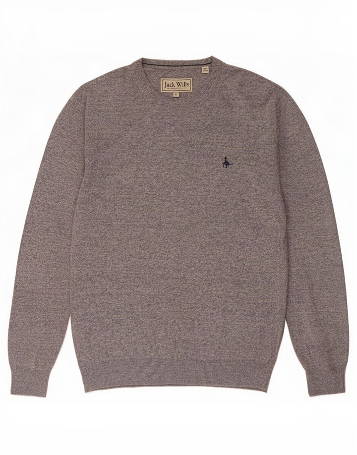 Jack Wills Herren-Pullover mit Rundhalsausschnitt, mittelgrau gesprenkelte Baumwolle