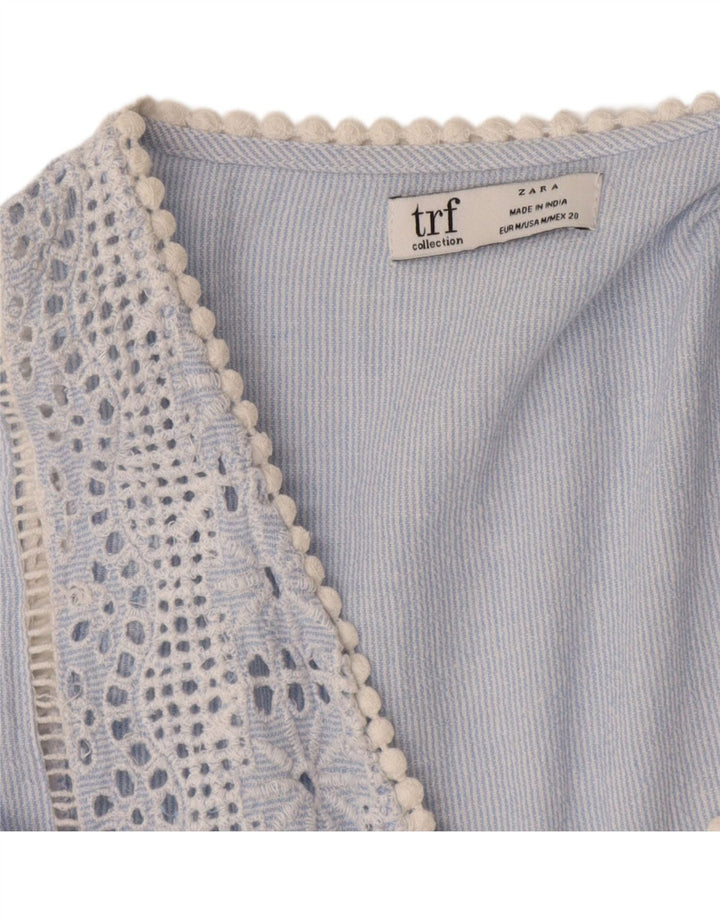 Zara Damen Trafaluc Etuikleid UK 12 Mittelblauer Nadelstreifen