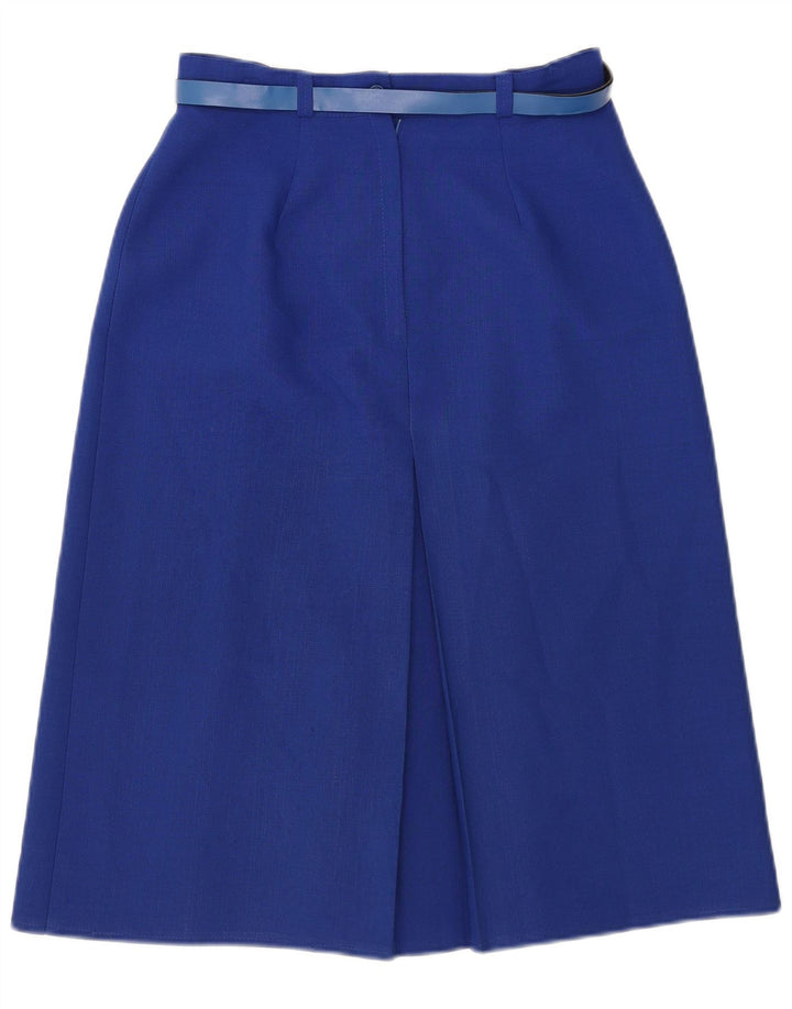 Vintage Damen Faltenrock UK 14 Medium W28 Blau Polyester