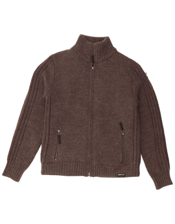Replay Herren-Cardigan-Pullover, großes graues Acryl