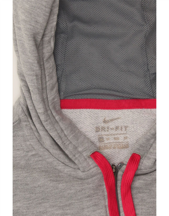 NIKE Womens Dri Fit Zip Hoodie Sweater UK 12 Medium Grey Polyester Vintage Nike and Second-Hand Nike from Messina Hembry 