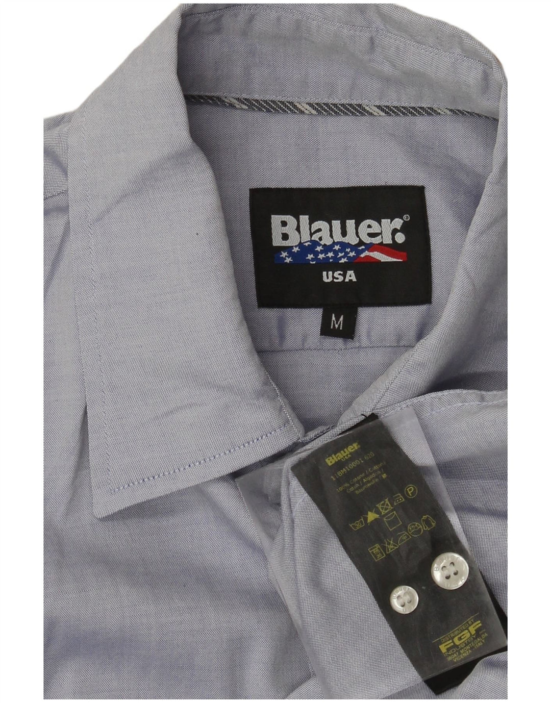 Blauer Herren-Militärhemd aus mittelblauer Baumwolle