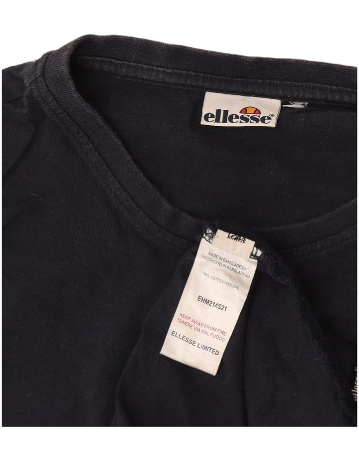 Ellesse Herren T-Shirt Top Small Marineblau gestreift aus Baumwolle