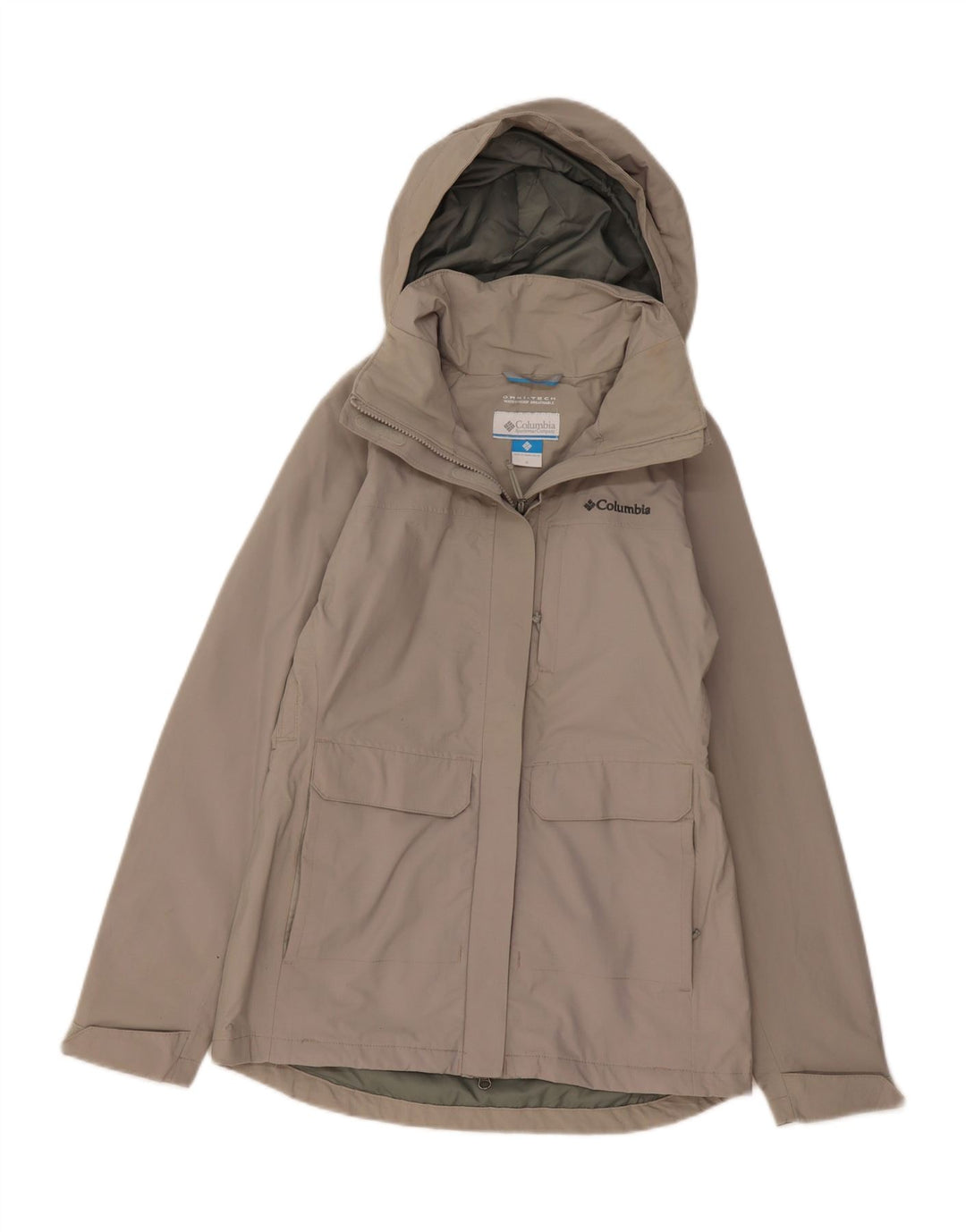COLUMBIA Damen Omni-Tech Kapuzen-Regenjacke UK 10 Small Graues Nylon