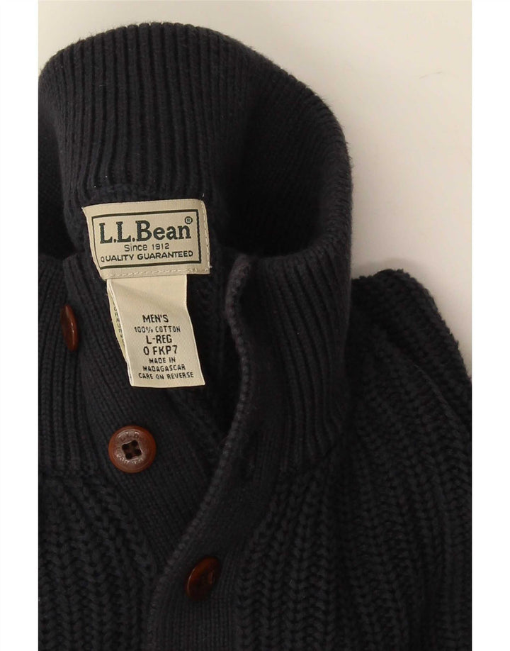 L.L.Bean Herren-Pullover mit Knopfkragen, groß, marineblau, Baumwolle
