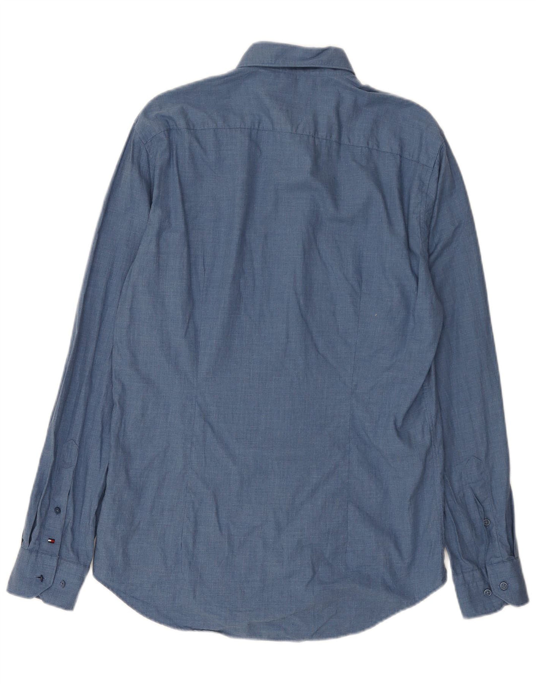 Tommy Hilfiger Herren-Slim-Fit-Hemd, Größe 40, mittelblaue Baumwolle