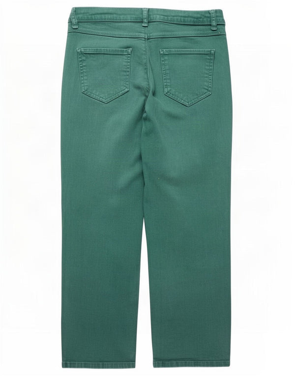 Benetton Damen-Cropped-Jeans UK 10 Small W28 L24 Grüne Baumwolle