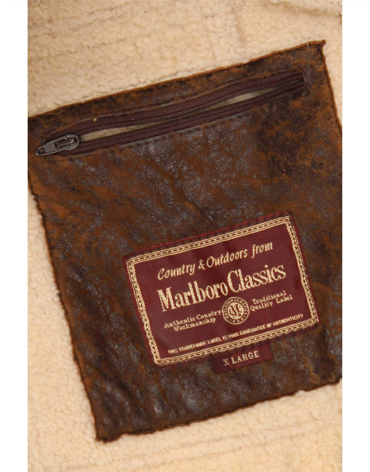 Marlboro Classics Herren Shearling Jacke UK 42 XL Braunes Schaffell
