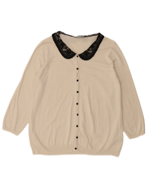 Marks & Spencer Damen Strickjacke mit 3/4-Ärmeln, Gr. 18, XL, gebrochenes Weiß