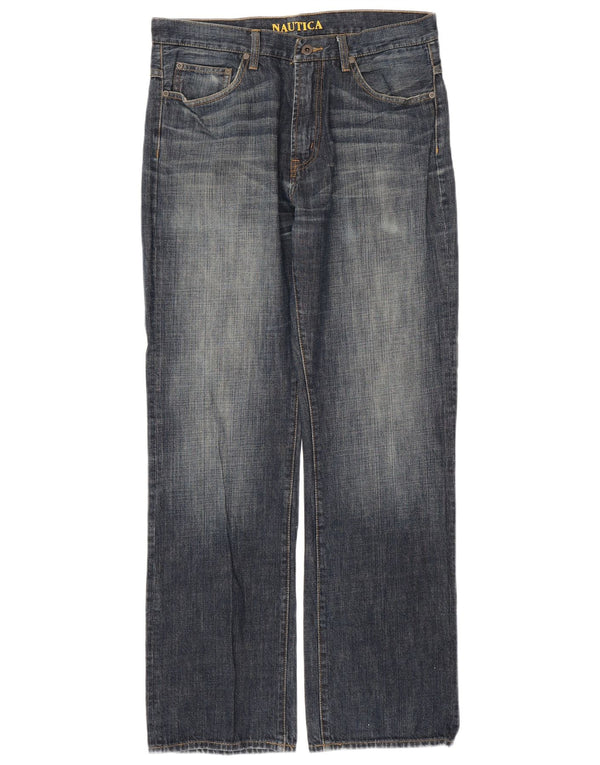 NAUTICA Herren Straight Jeans W33 L34 Marineblaue Baumwolle