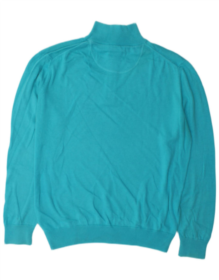 Gant Herren-Pullover mit Reißverschluss am Hals, groß, aus blauer Baumwolle