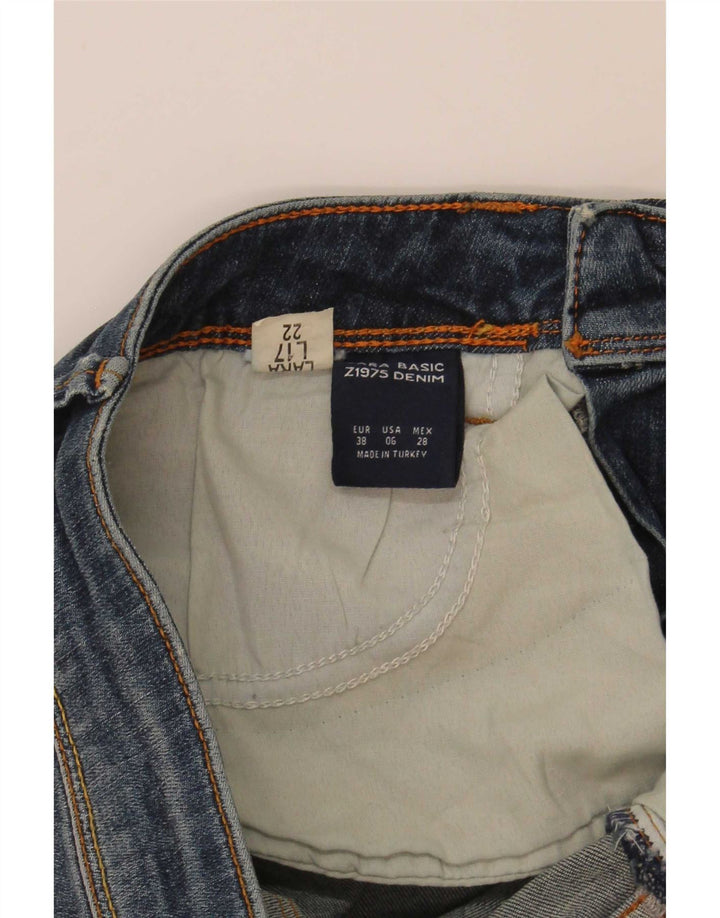 Zara Damen Distressed Denim Shorts EU 38 Small W28 Blau