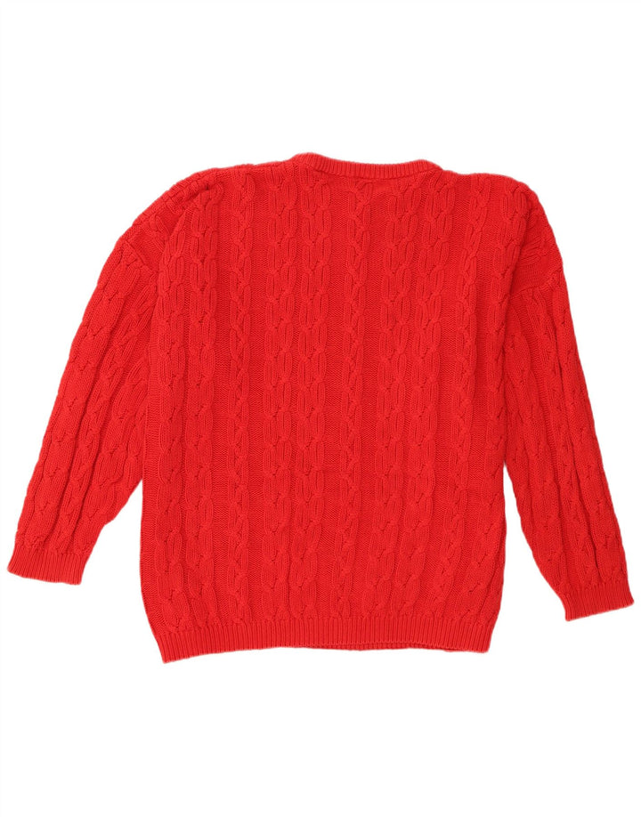 Lecomte Damen-Pullover in Übergröße mit Rundhalsausschnitt, UK 18, XL, rote Baumwolle