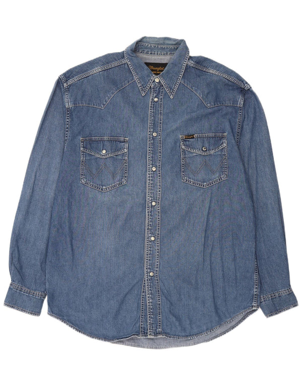 Wrangler Herren Jeanshemd XL, blaue Baumwolle