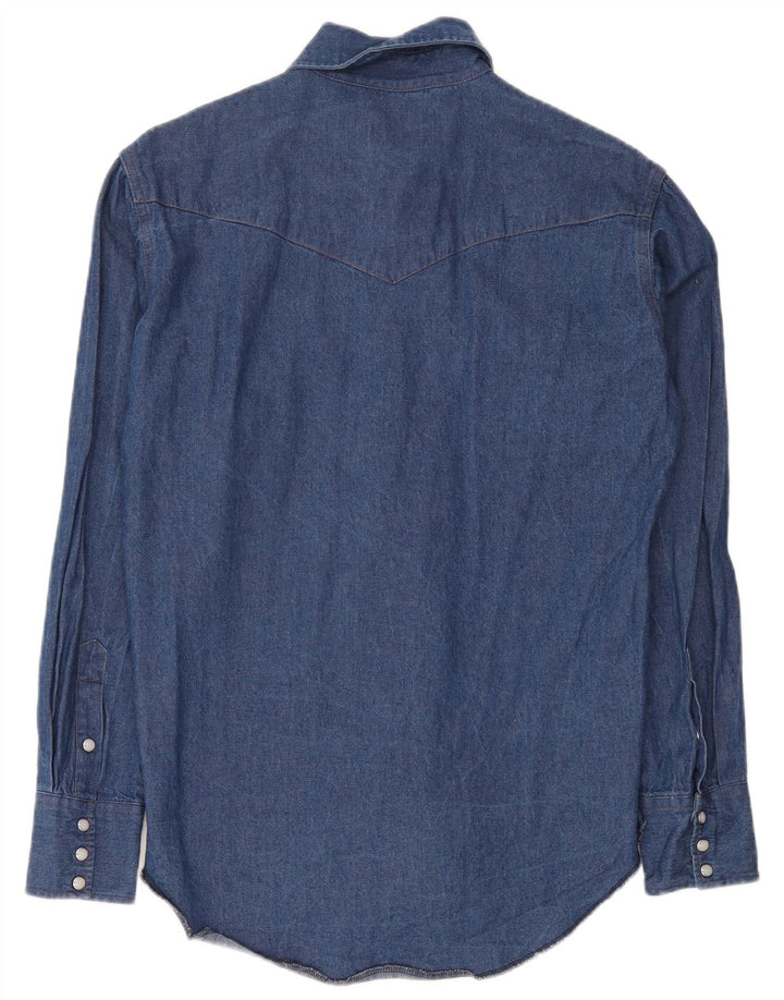 Wrangler Herren-Western-Jeanshemd, Größe 15, mittelblaue Baumwolle