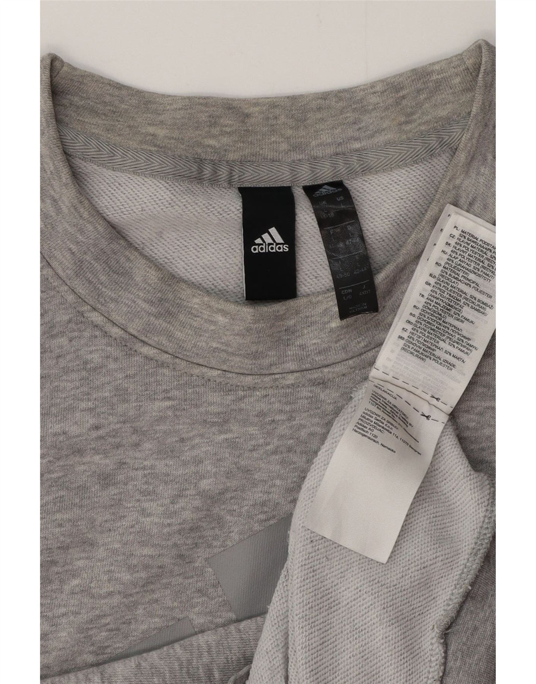 ADIDAS Damen Grafik-Sweatshirt-Pullover UK 14/16 Große graue Baumwolle