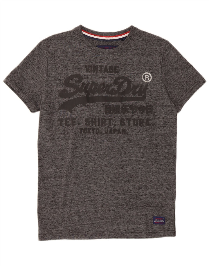 SUPERDRY Herren-T-Shirt mit Grafik, Größe S, grau gesprenkelte Baumwolle