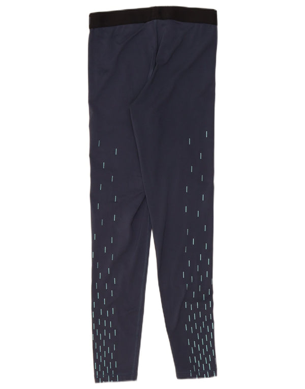 Nike Womens Dri Fit Graphic Leggings UK 12 Medium Navy Blue Geometrisch
