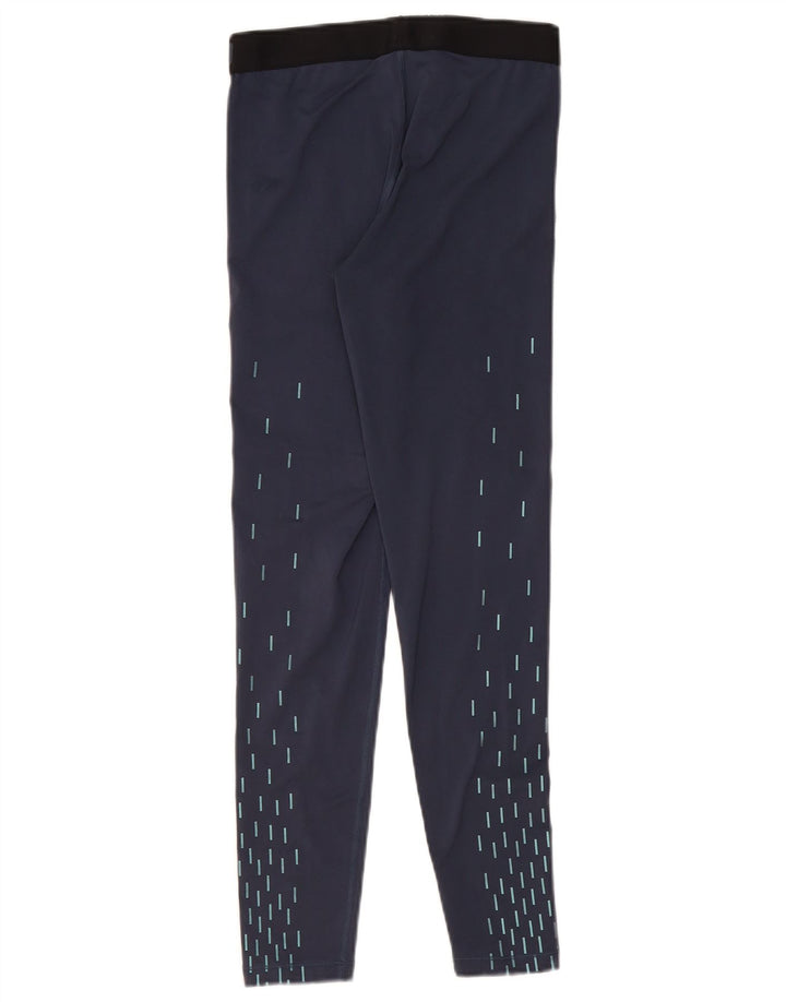 Nike Womens Dri Fit Graphic Leggings UK 12 Medium Navy Blue Geometrisch