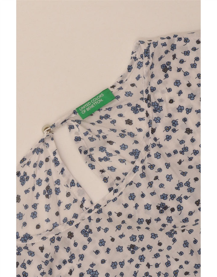 Benetton Damen-Blusenoberteil, UK-Größe 44, Größe L, weiß geblümt